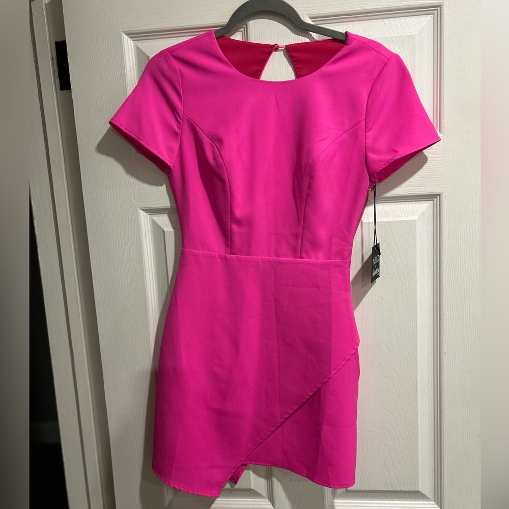 NBD Hot Pink Short Sleeve Mini Dress